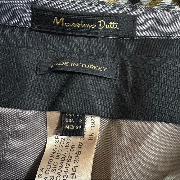 Massimo Dutti 100% Wool Trousers Womens Sz 2 Check Black Yellow White Preppy - Picture 2 of 14